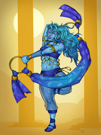 Colored Halfbody + Scene Elements + Free Prop